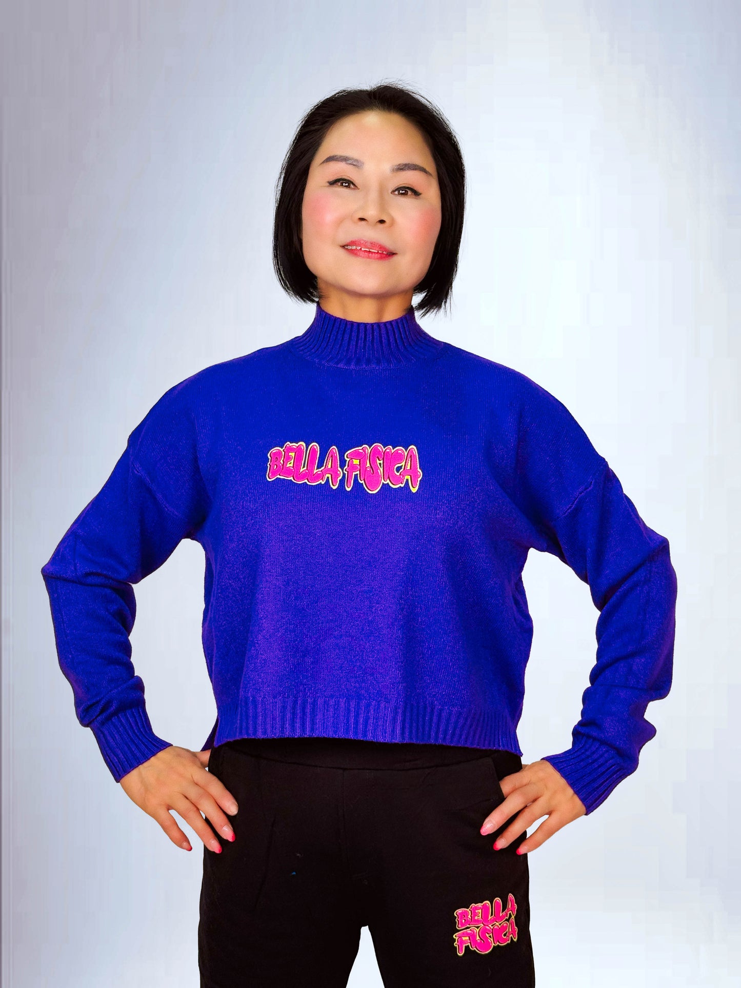 Maglione a Collo Alto con Accento Logo