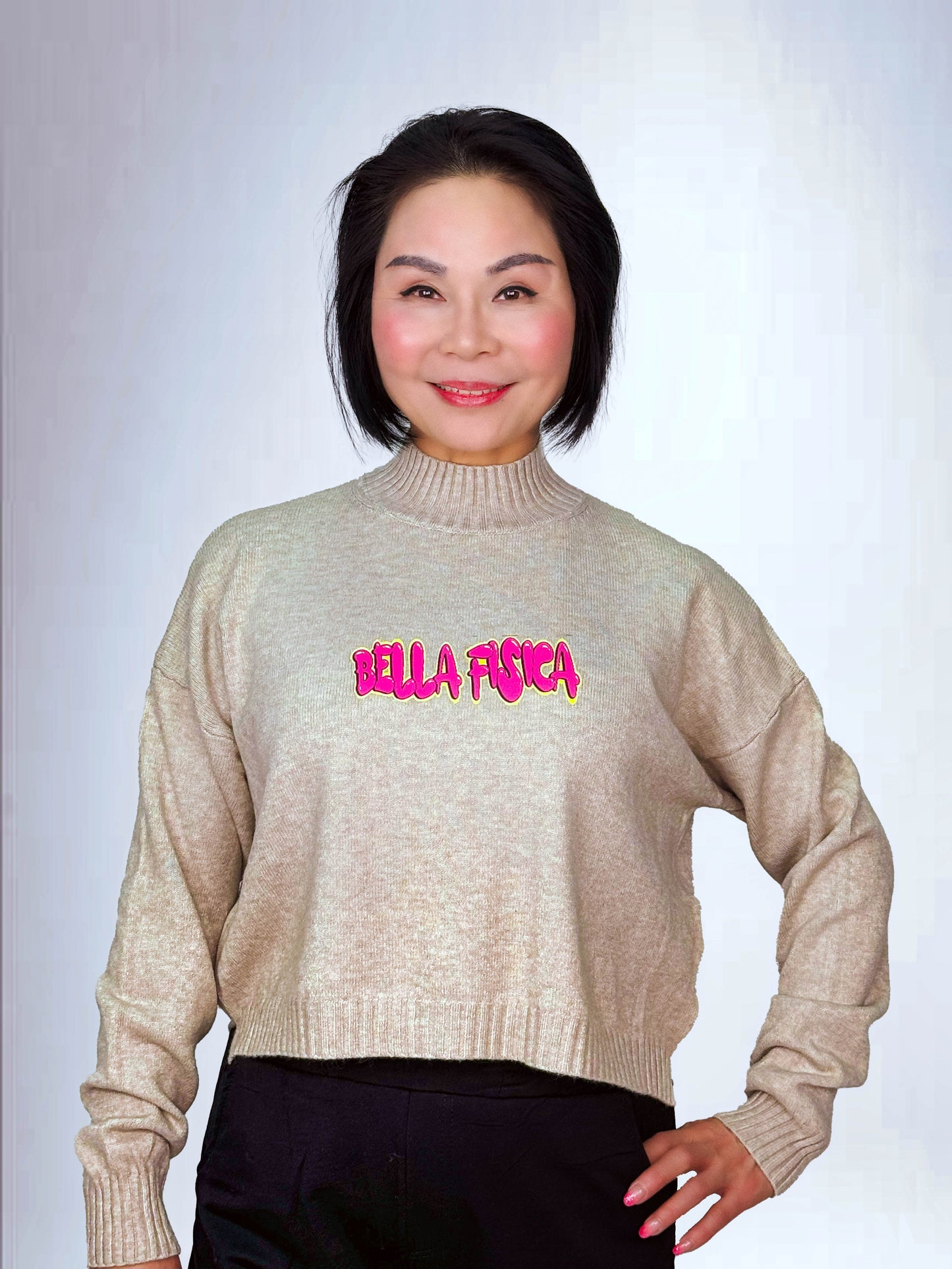 Maglione a Collo Alto con Accento Logo