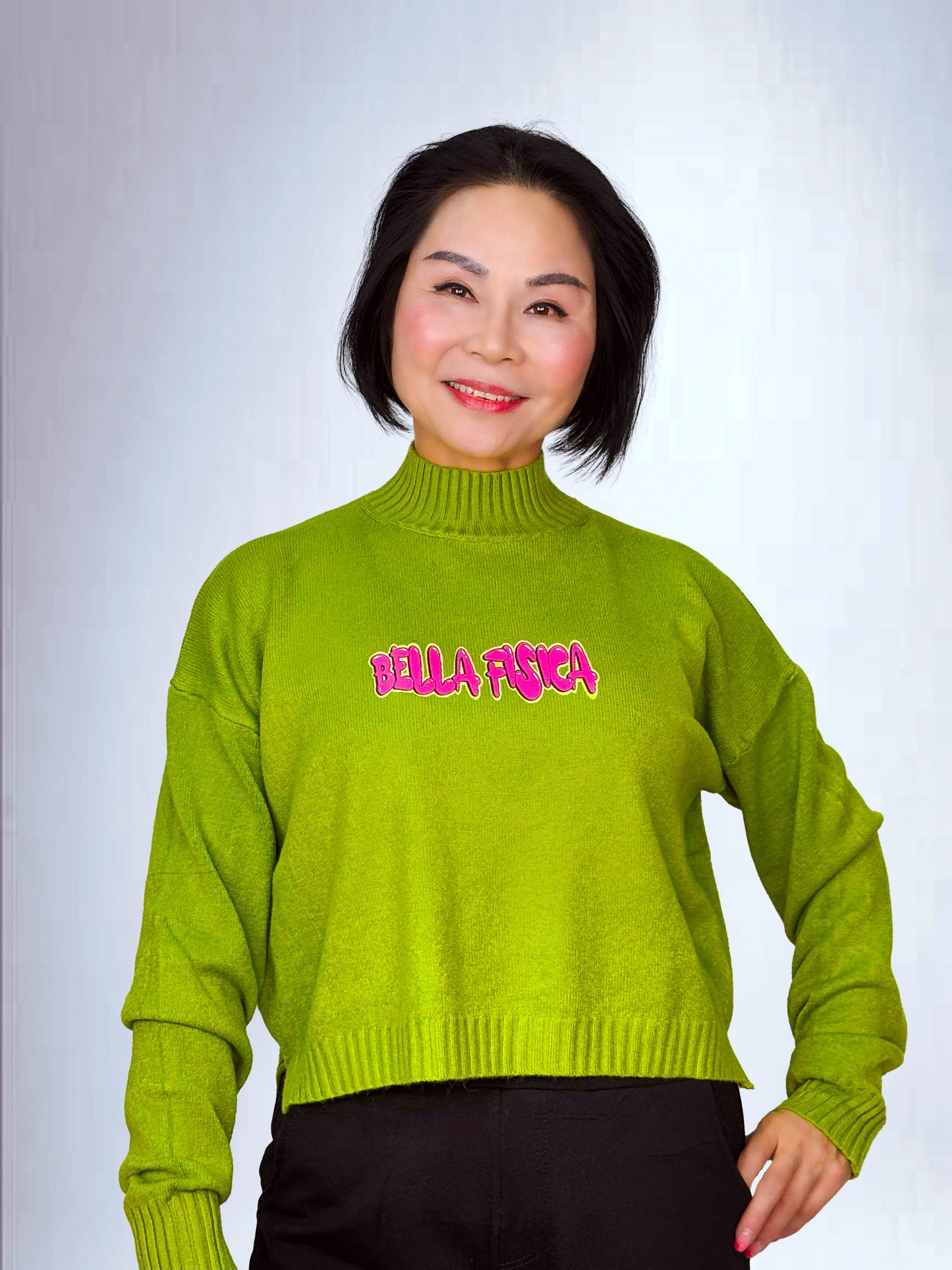 Maglione a Collo Alto con Accento Logo