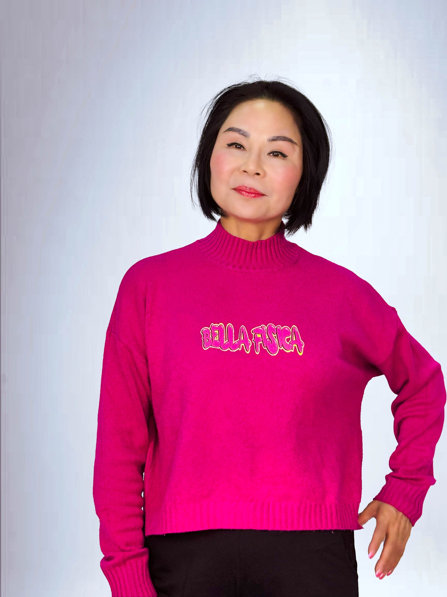 Maglione a Collo Alto con Accento Logo