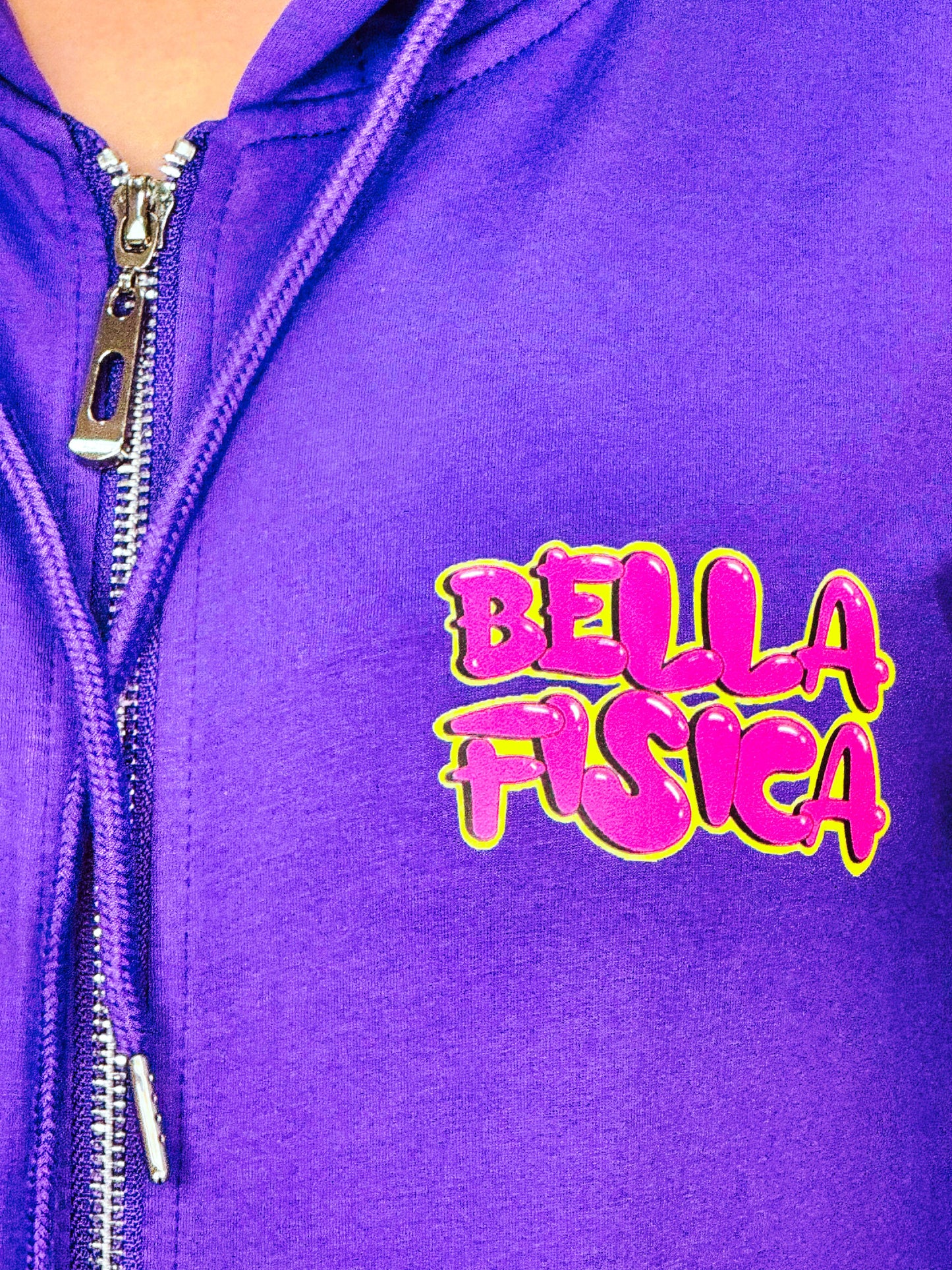 Felpa con Zip e Cappuccio con Logo: "Bella Fisica"