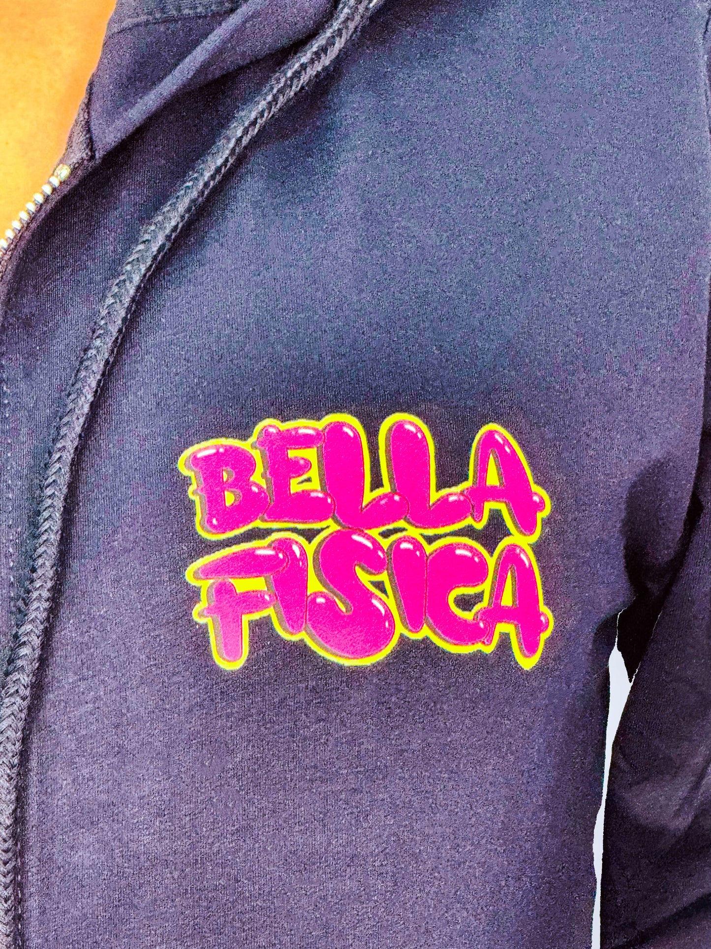 Felpa con Zip e Cappuccio con Logo: "Bella Fisica"