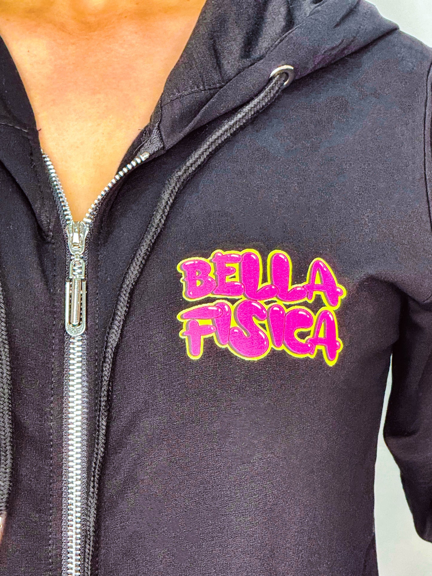 Felpa con Zip e Cappuccio con Logo: "Bella Fisica"